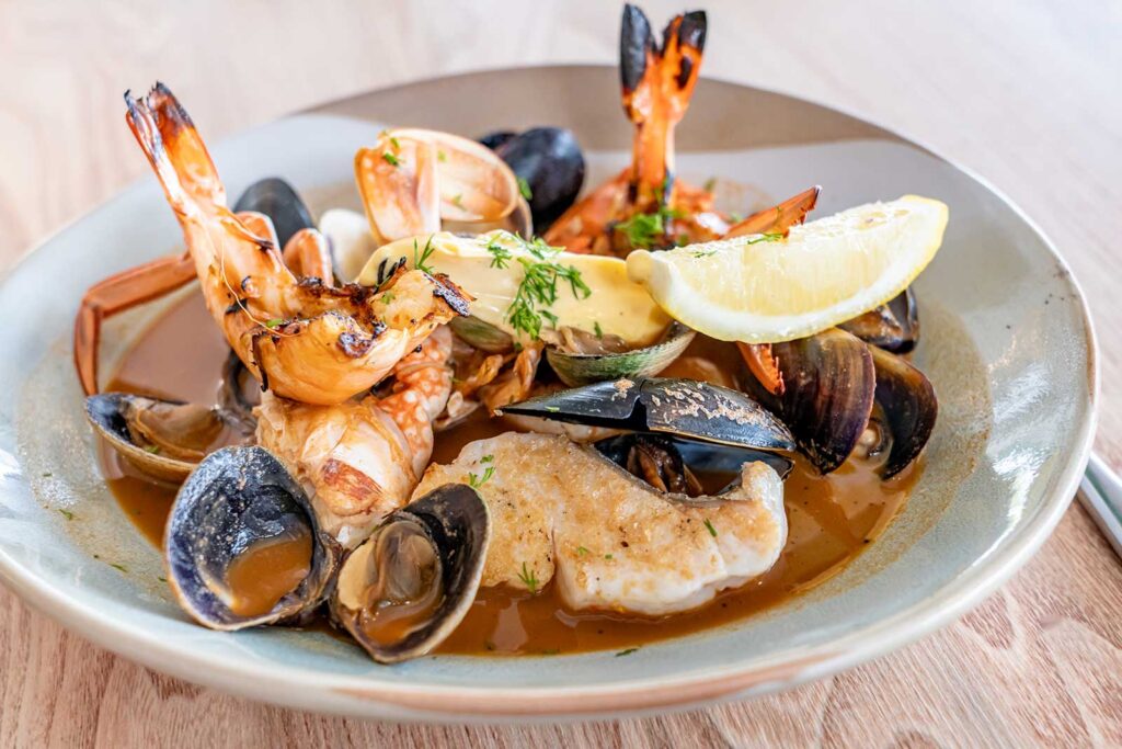 Fresh local seafood dish at River Bar & Dining